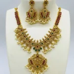 Gold Plated Guttapusalu Jewelry with Earrings for South Indian Brides