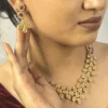 Traditional Bridal Choker Necklace with Red and White Stones