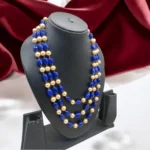 Blue and golden multilayer beaded necklace set for weddings