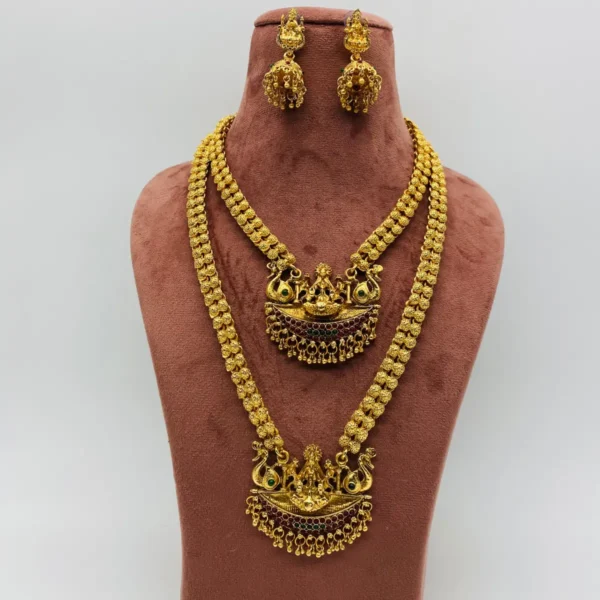 Traditional South Indian Temple Jewelry for Women in Antique Gold Finish