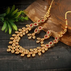 Gold Plated Choker Necklace Set with Earrings for South Indian Weddings