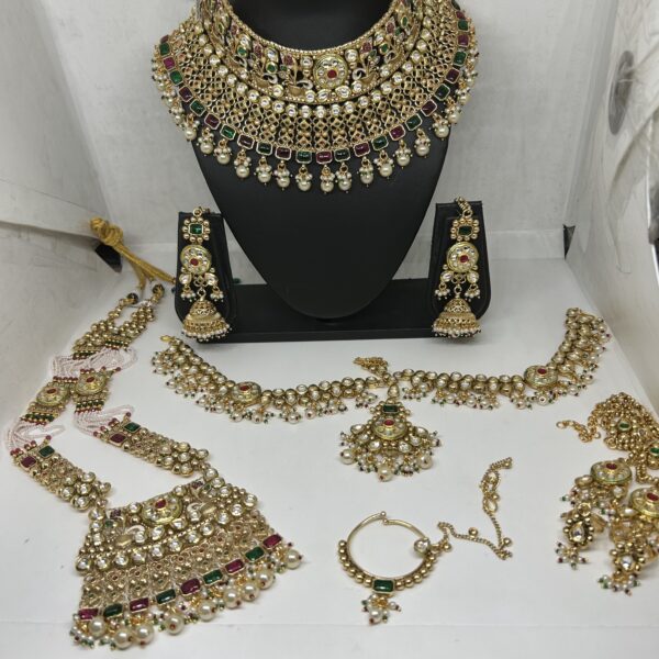 Kundan Bridal Jewellery Set – Necklace, Choker, Earrings, Nose Pin, Rani Haar & More