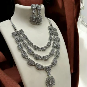 AD CZ Necklace Set with artificial diamonds for brides