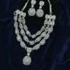 Multi-layer CZ necklace set with statement earrings