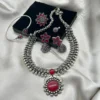 Traditional oxidized necklace and earrings jewelry set