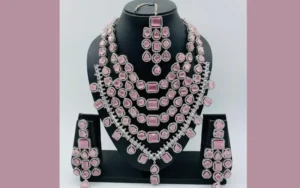 Bridal jewellery designs – AD gemstone bridal set inspired by Parineeti Chopra wedding look