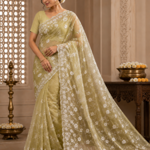 banarsi saree light golden
